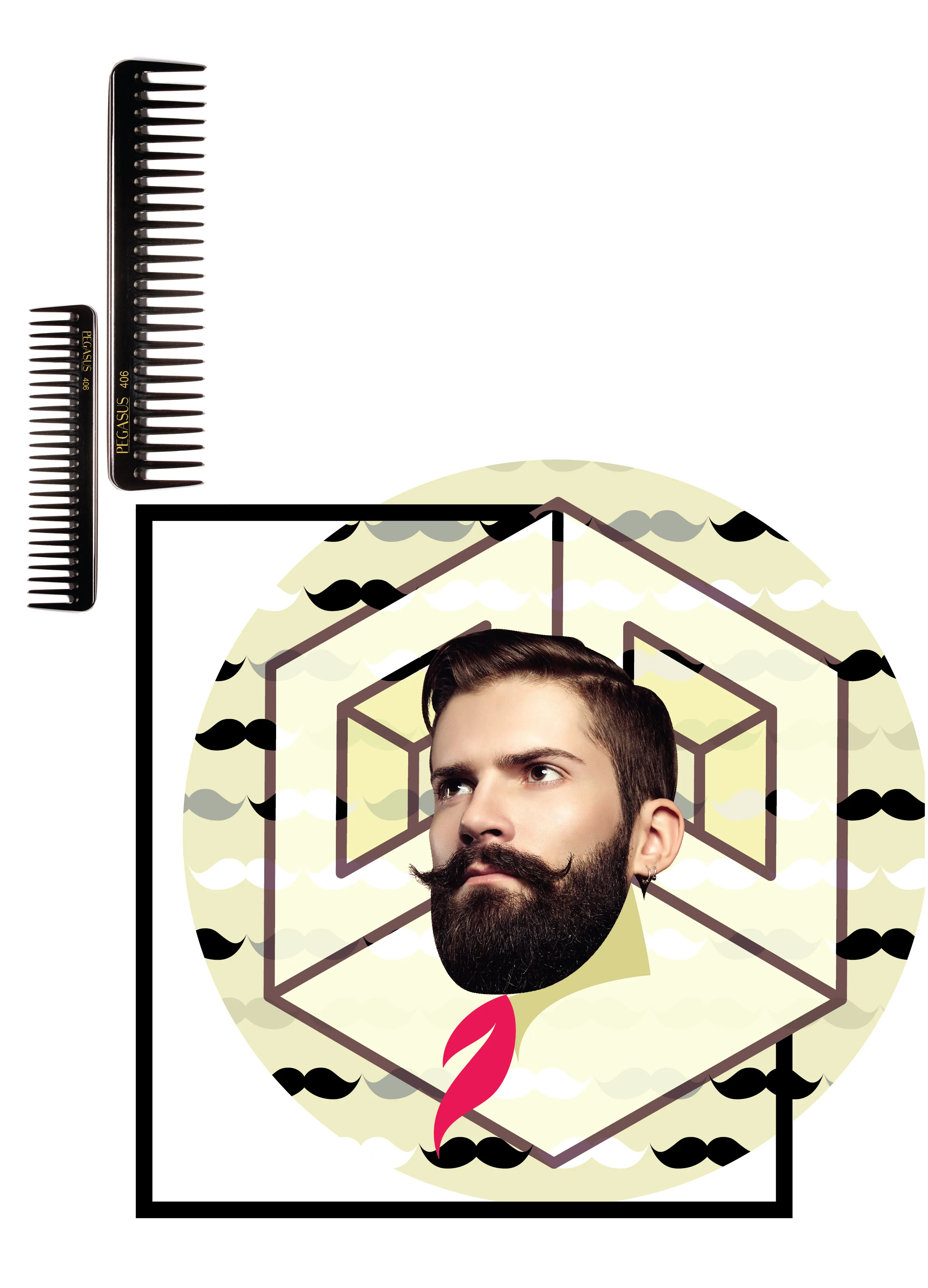 Pegasus 514A, 8.75in Hard Rubber Fine Tooth Flattop Butch Comb, Handmade, Seamless, Smooth Edges, Anti Static, Heat and Chemically Resistant Comb | Peines de goma dura - Black