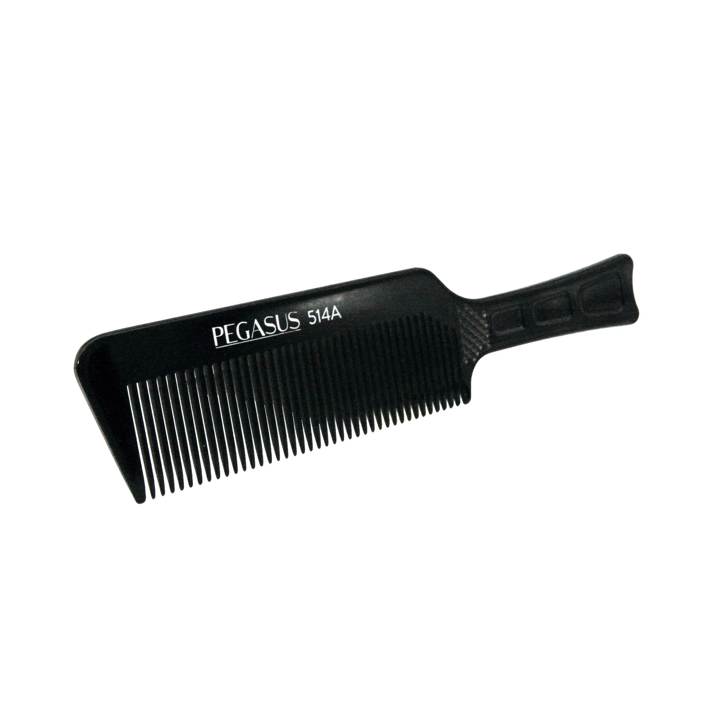 Pegasus 514A, 8.75in Hard Rubber Fine Tooth Flattop Butch Comb, Handmade, Seamless, Smooth Edges, Anti Static, Heat and Chemically Resistant Comb | Peines de goma dura - Black