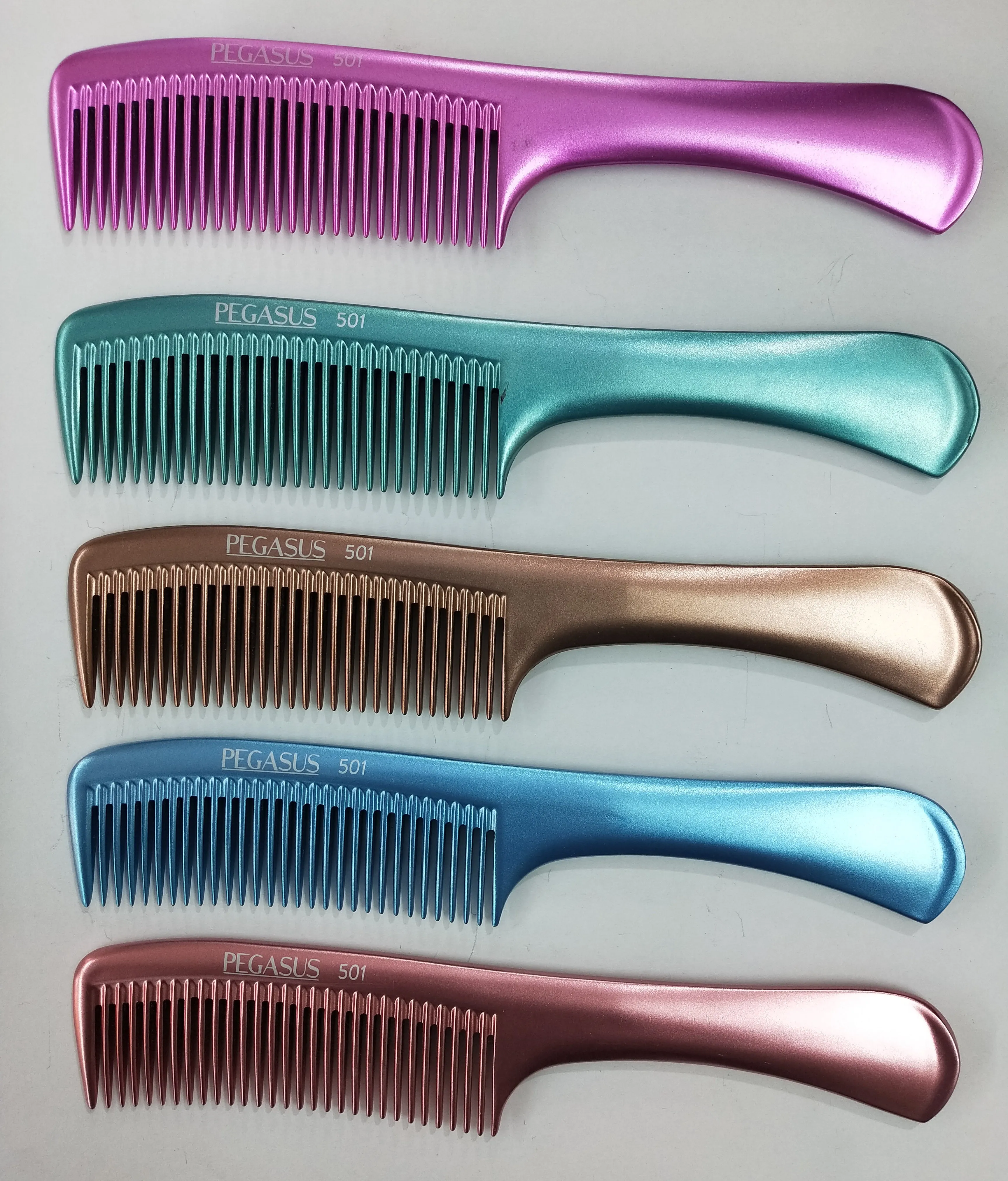 Pegasus MICOLOR 501, 9in Hard Rubber Handle Comb, Handmade, Seamless, Smooth Edges, Anti Static, Heat and Chemically Resistant, Wet Hair, Everyday Grooming Comb | Peines de goma dura - Copper