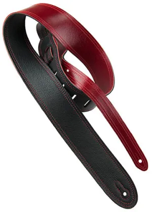 Perris 2" Deluxe Soft Italian Leather Reversible Black/Cherry Guitar Strap