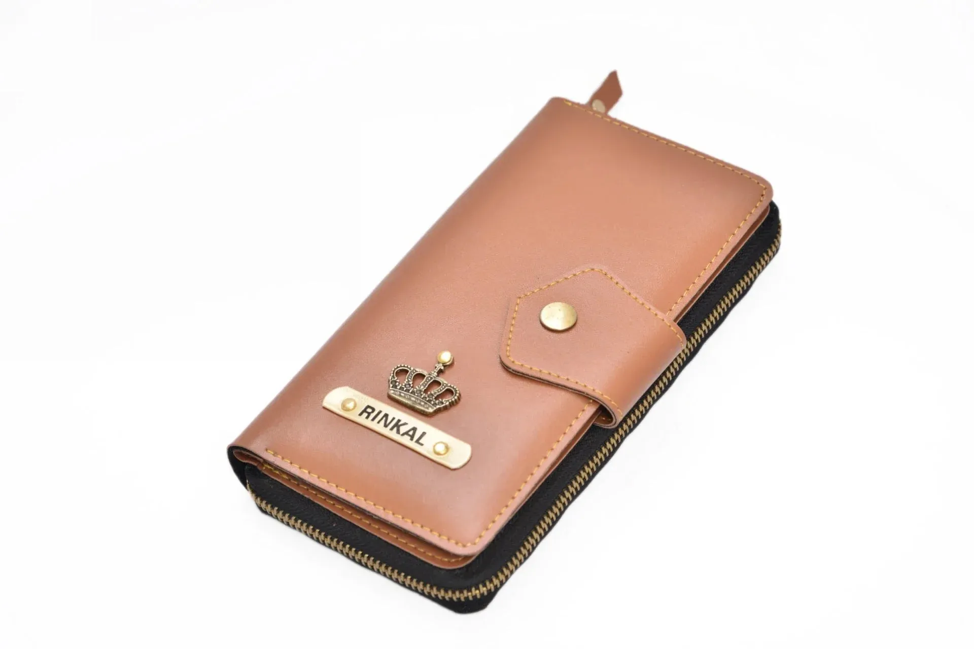 Personalized Couple's Combo : Premium Lady Wallet ( Product 1 ) & Men's Wallet (Product 2)- Tan