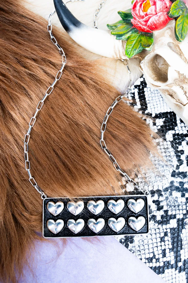 Petra Puff Heart Silvertone Necklace