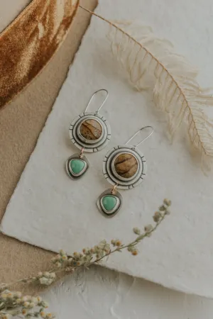 Picture Jasper   Variscite Statement Earrings