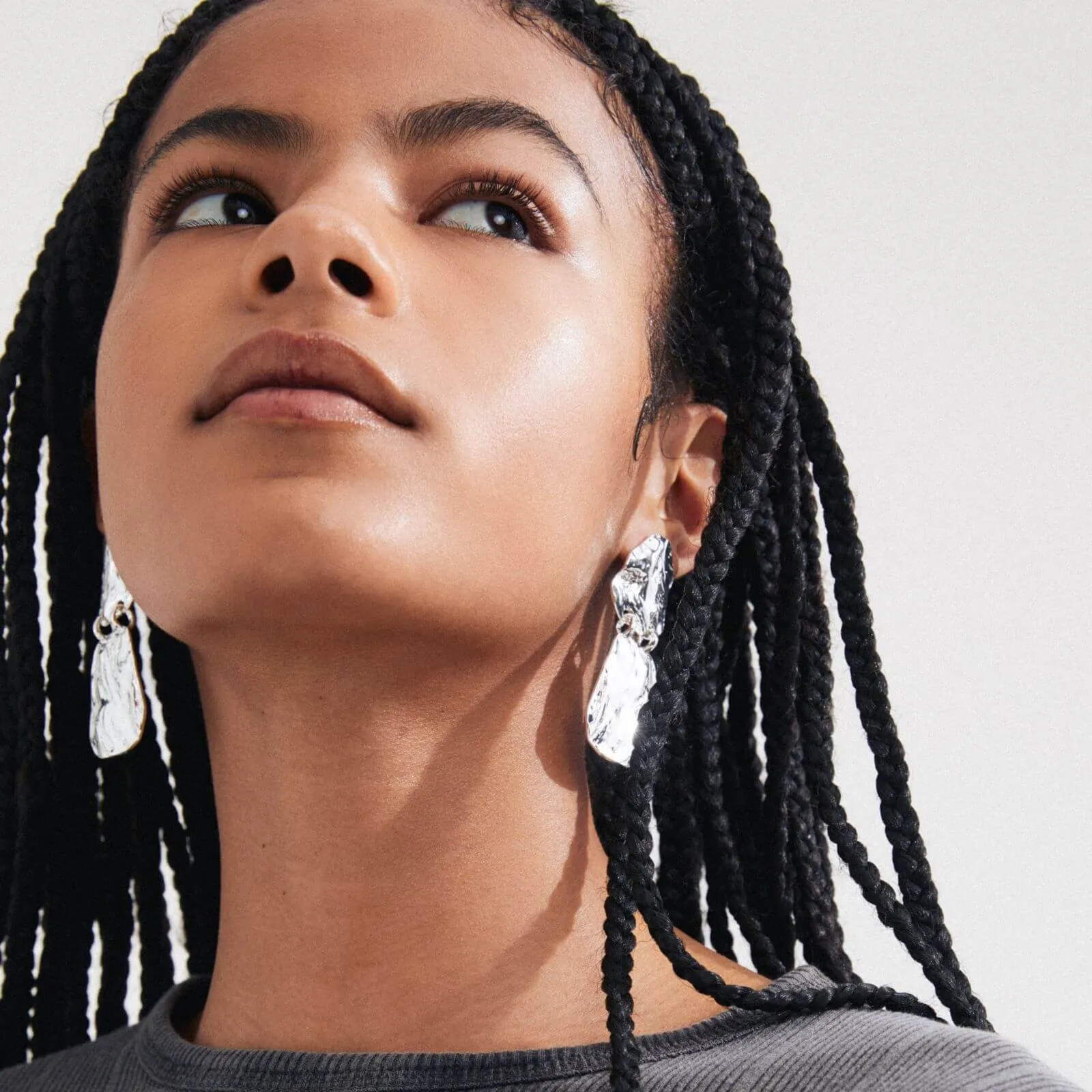 Pilgrim Bloom Silver Statement Earrings