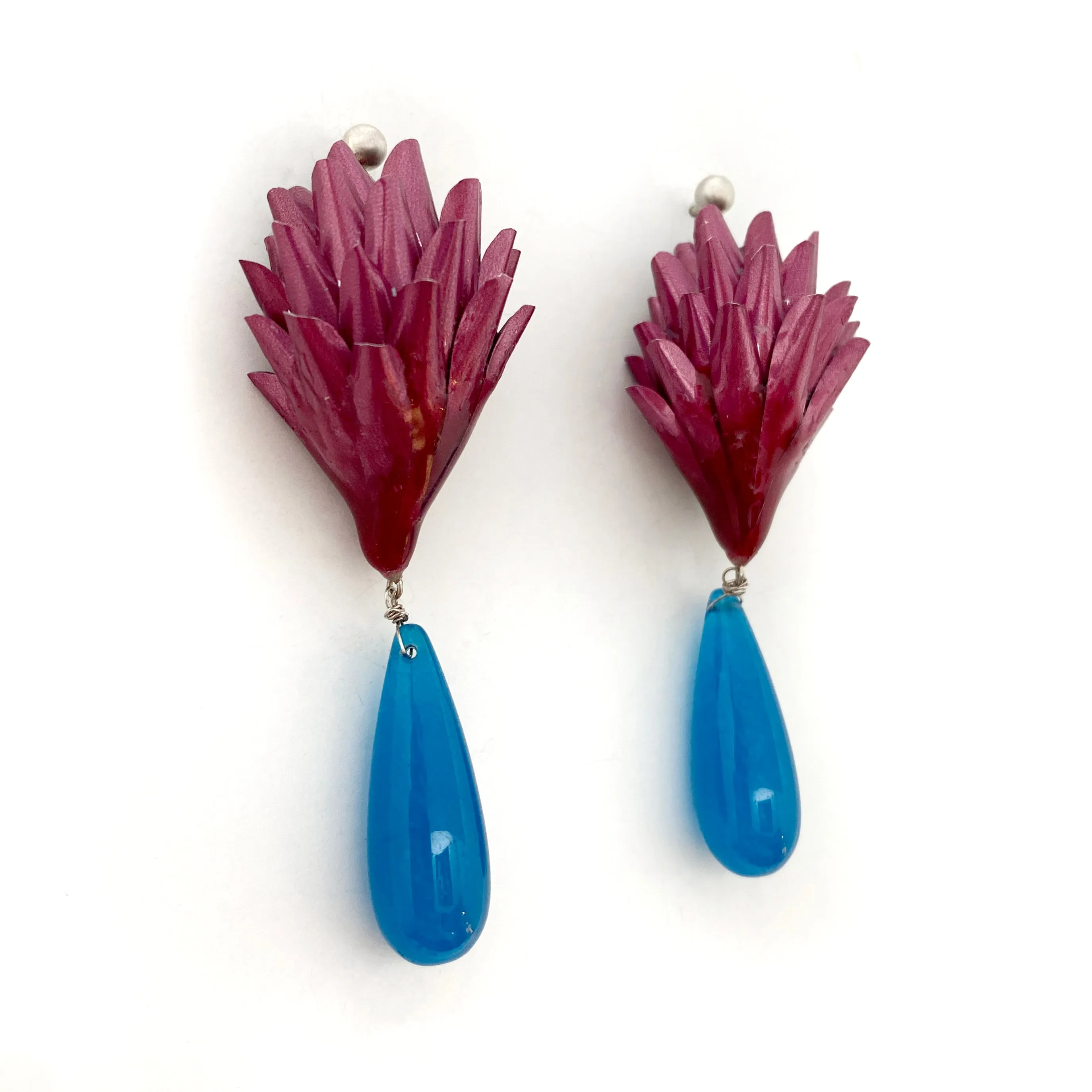 Pink and Blue Aluminum Earrings