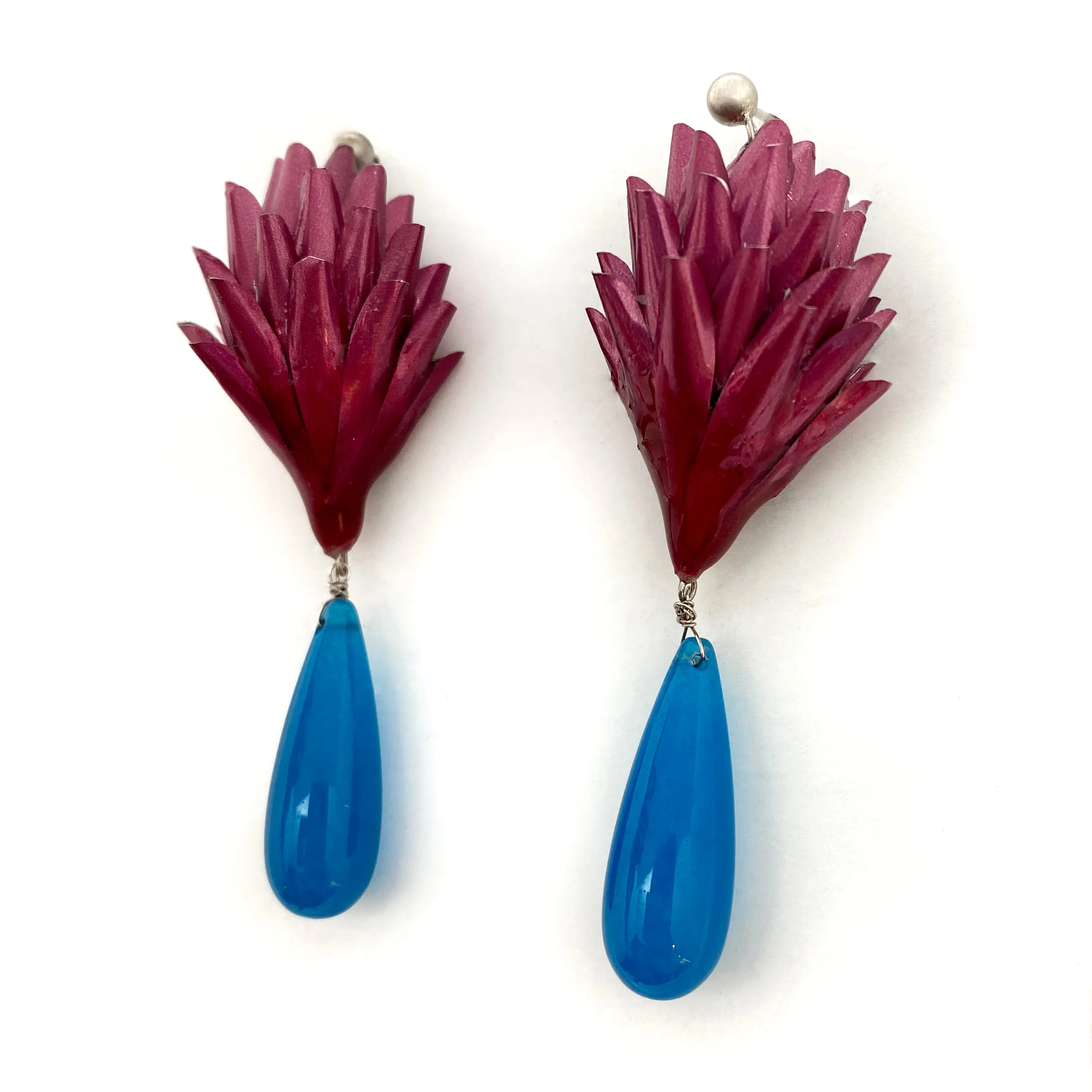 Pink and Blue Aluminum Earrings
