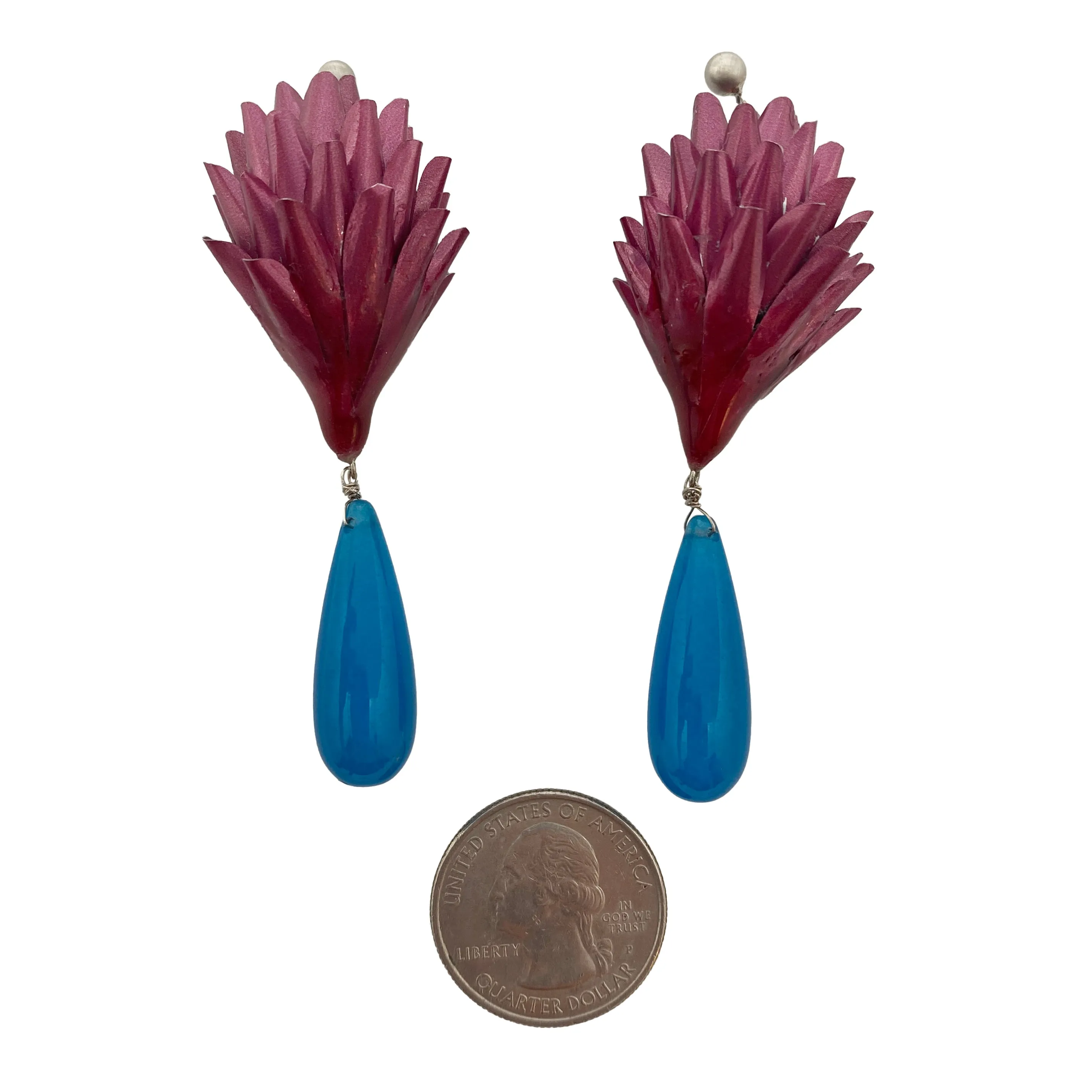 Pink and Blue Aluminum Earrings
