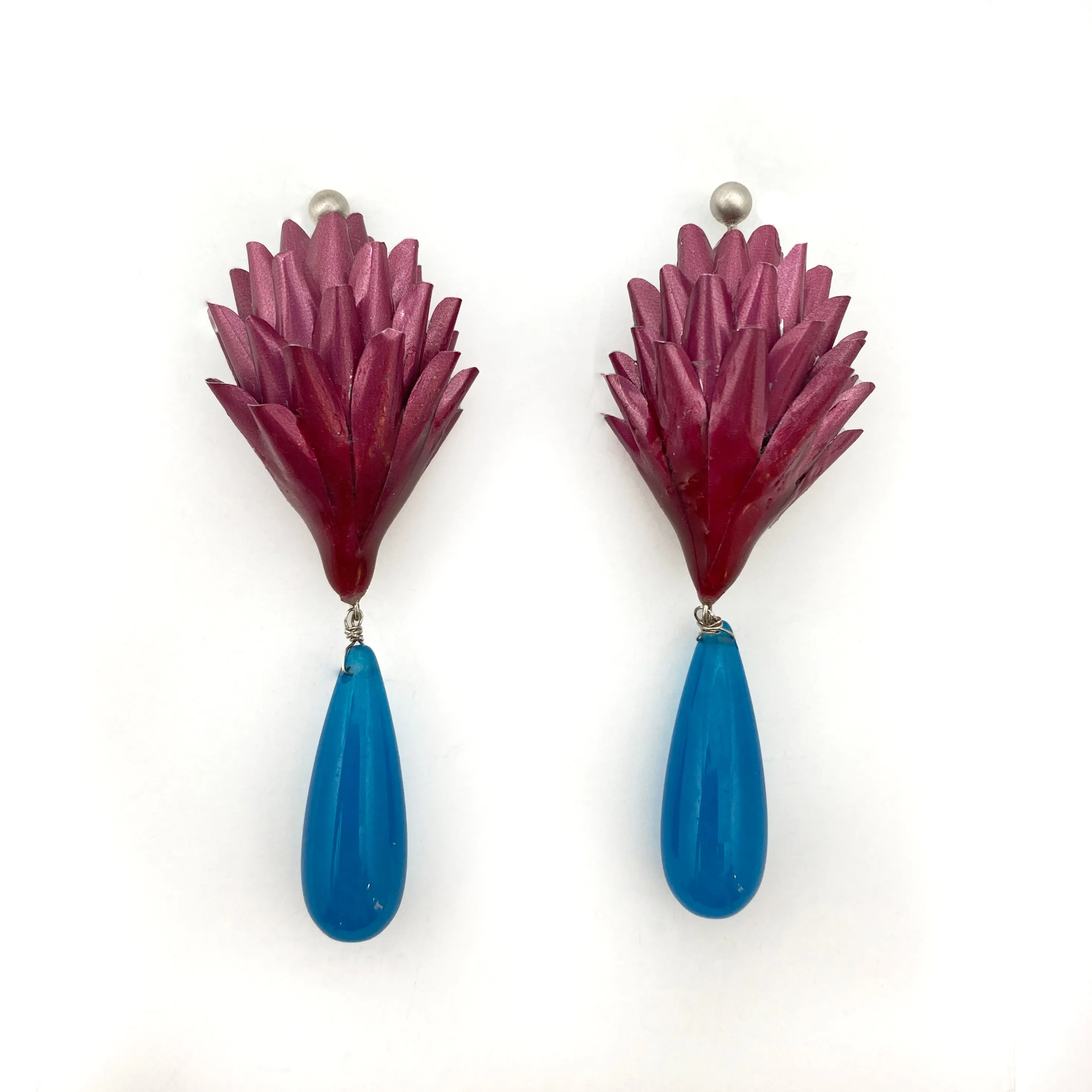 Pink and Blue Aluminum Earrings