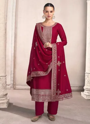 Pink and Gold Embroidered Pant Style Suit