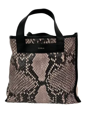 Pink Leather Snakeprint Handbag