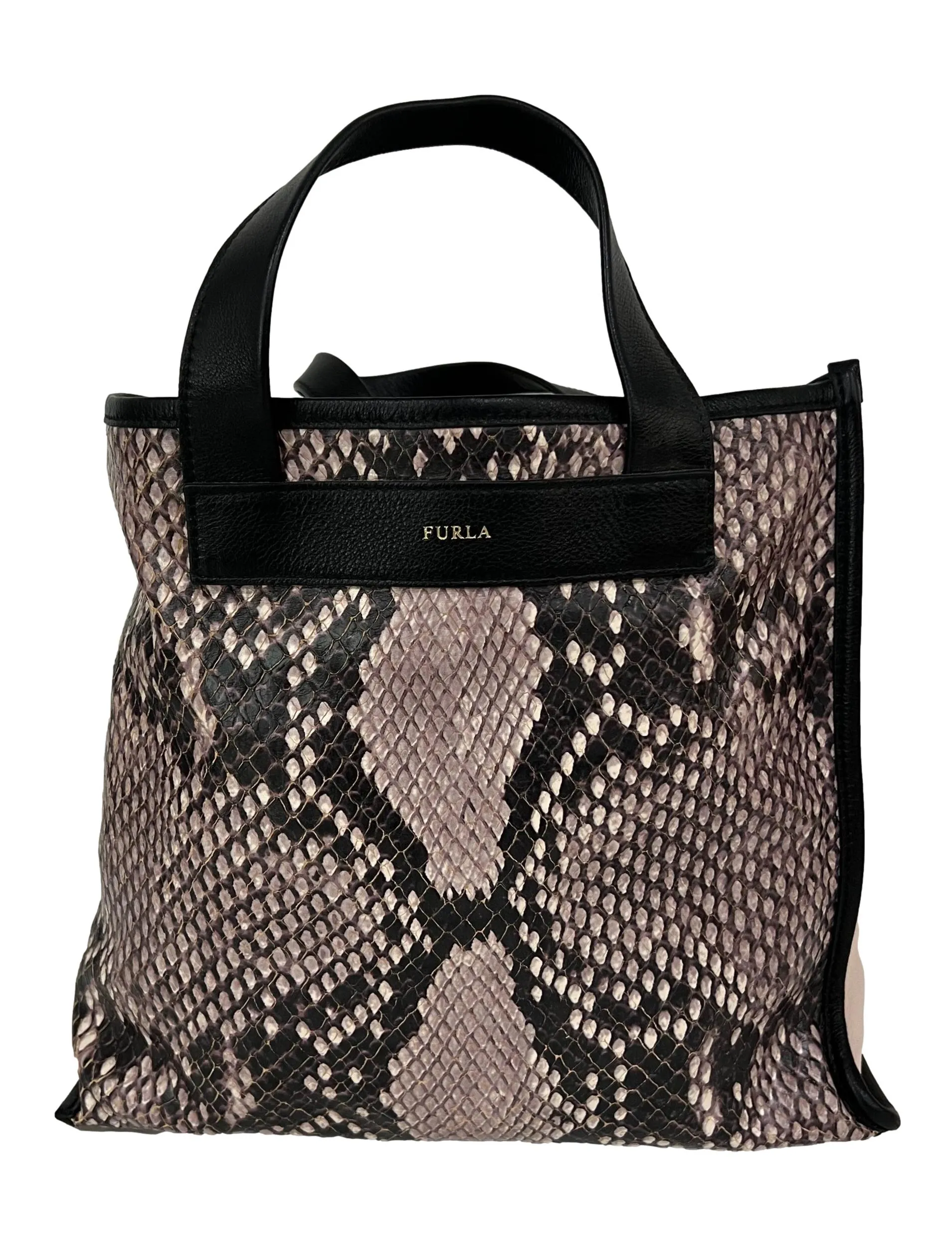 Pink Leather Snakeprint Handbag