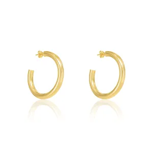 Plain Open Hoop Earrings - Gold - Big