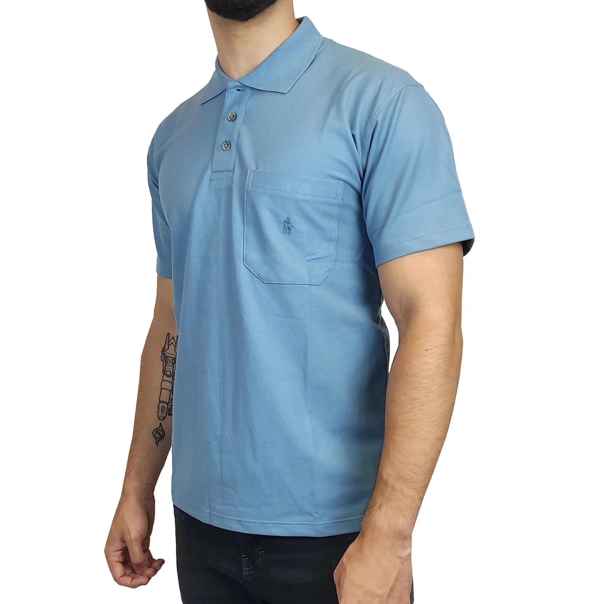 Polo Manga Corta Riff Urban Hombre Classic - Celeste