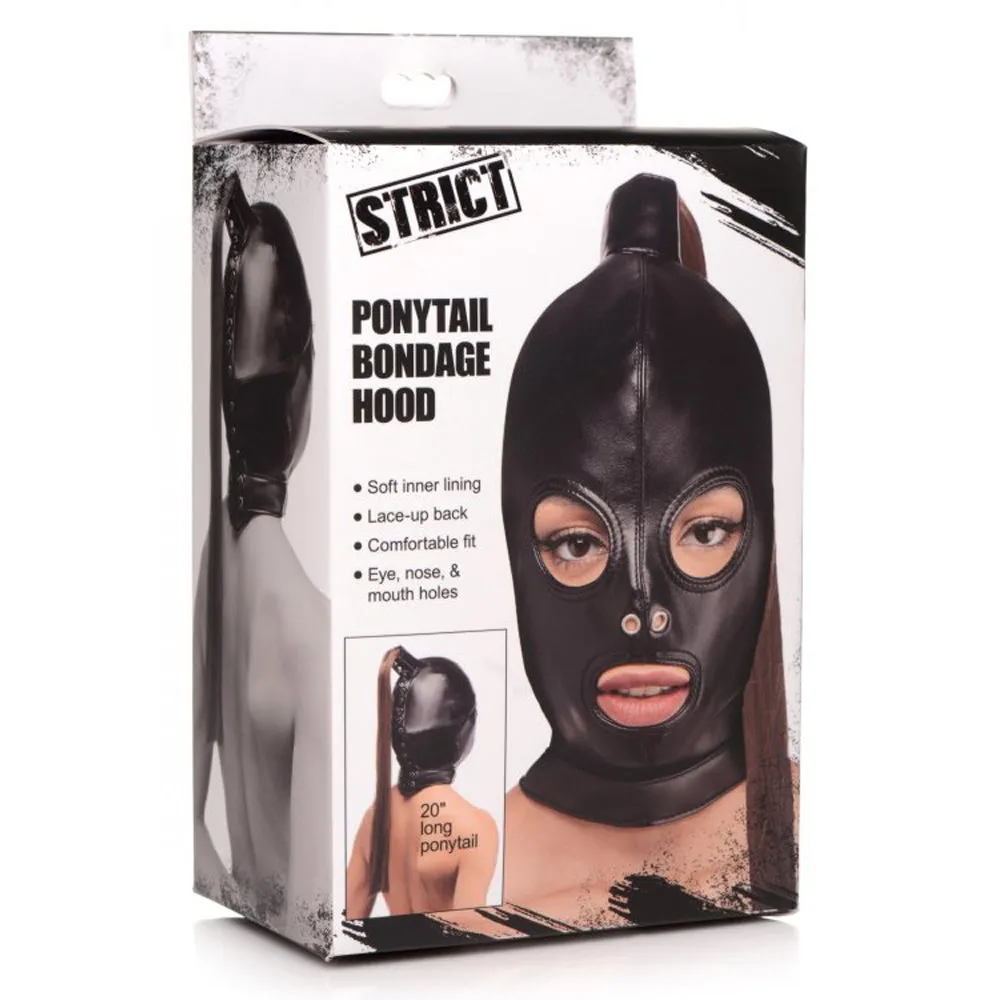 Ponytail Bondage Hood w 20" Brunette