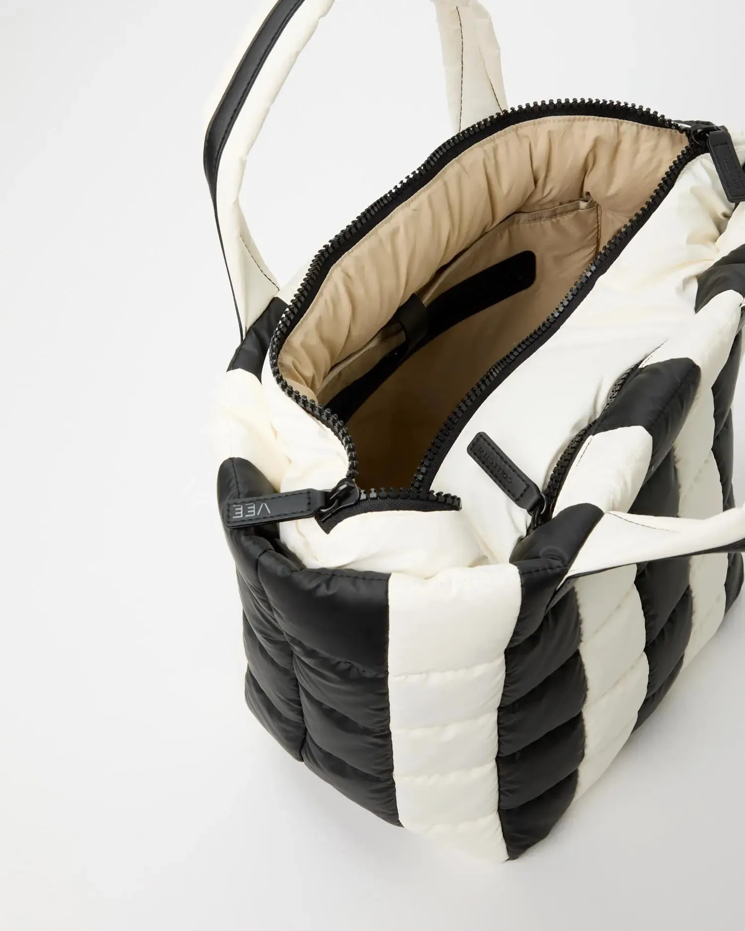 Porter Tote Medium Black - Marshmallow Stripes