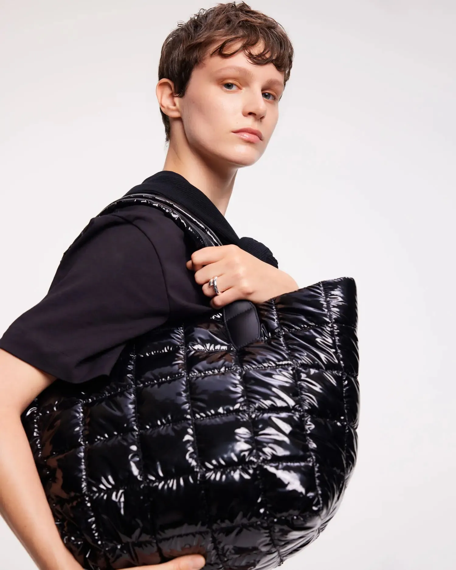Porter Tote Medium Black Vinyl