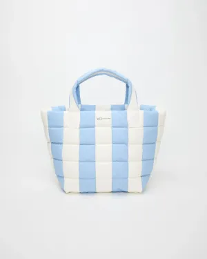 Porter Tote Medium Cerulean - Marshmallow Stripes