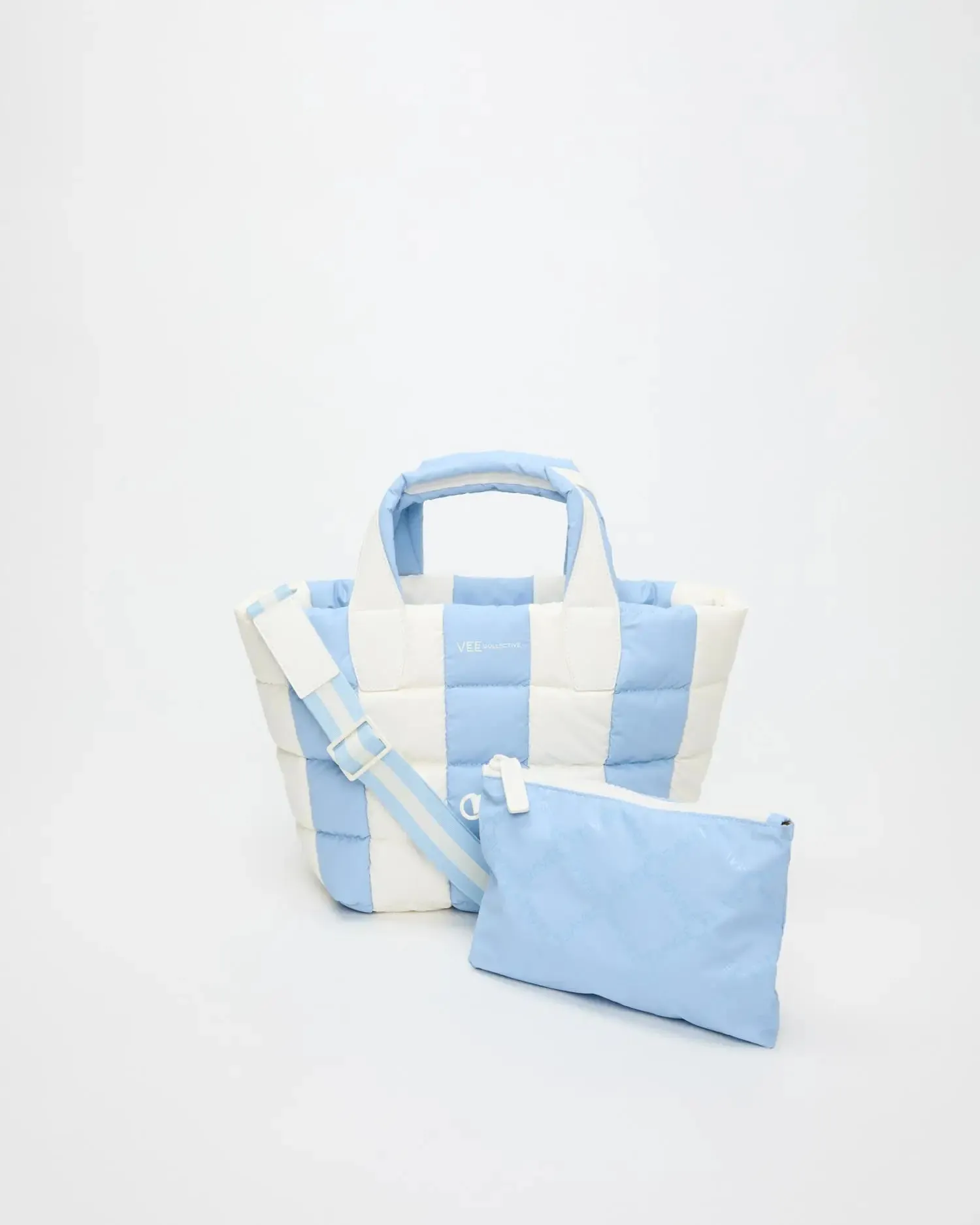 Porter Tote Small Cerulean - Marshmallow Stripes