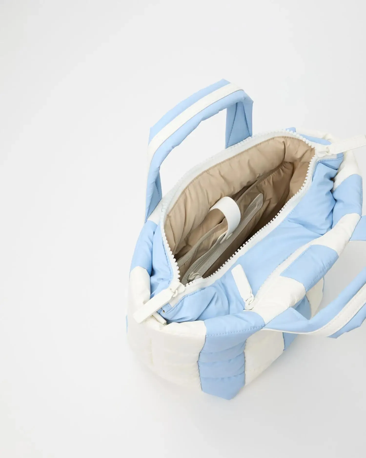 Porter Tote Small Cerulean - Marshmallow Stripes