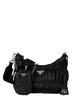 Prada Black Leather Re-Edition 2005 Nappa Gaufré Crossbody Bag