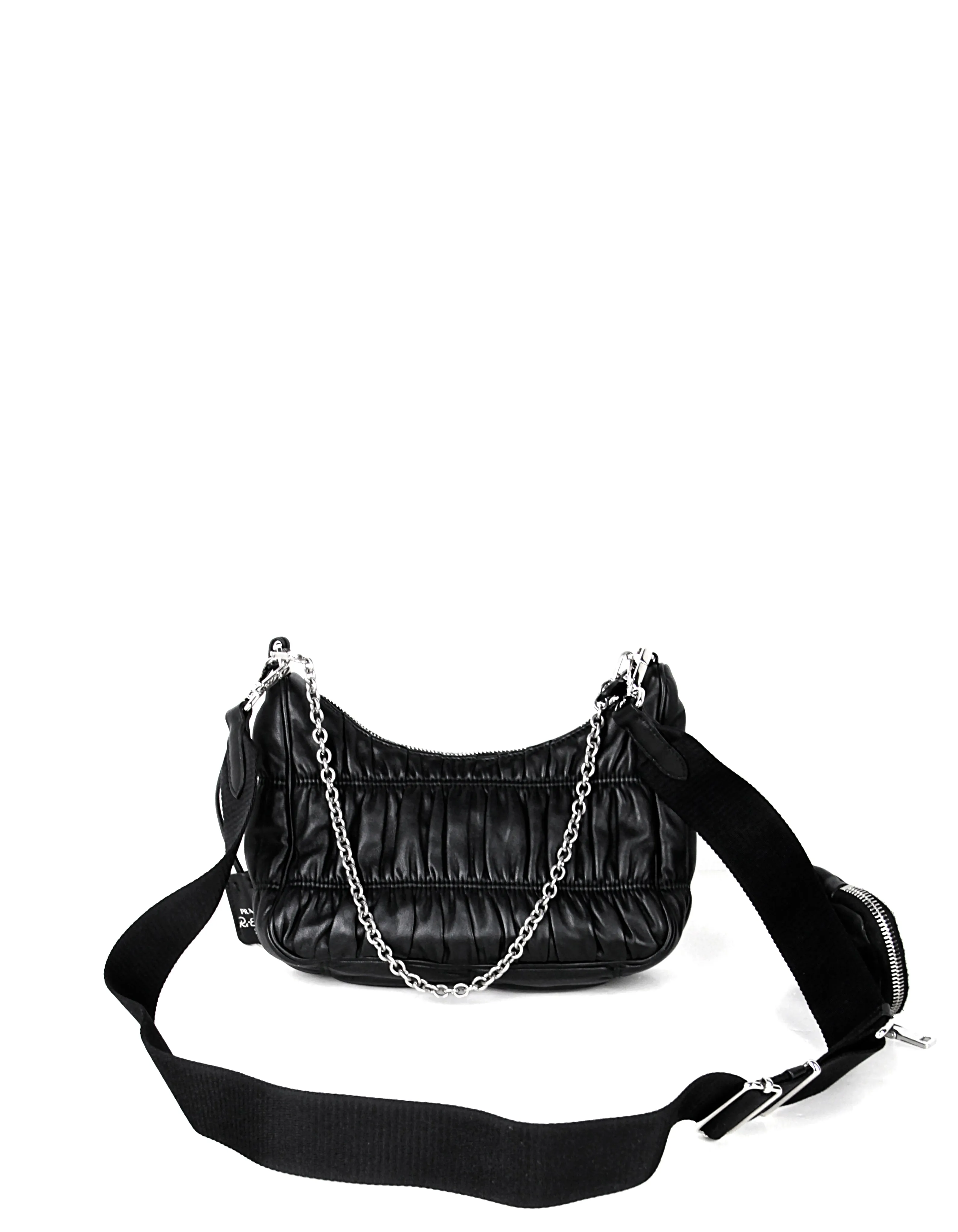 Prada Black Leather Re-Edition 2005 Nappa Gaufré Crossbody Bag