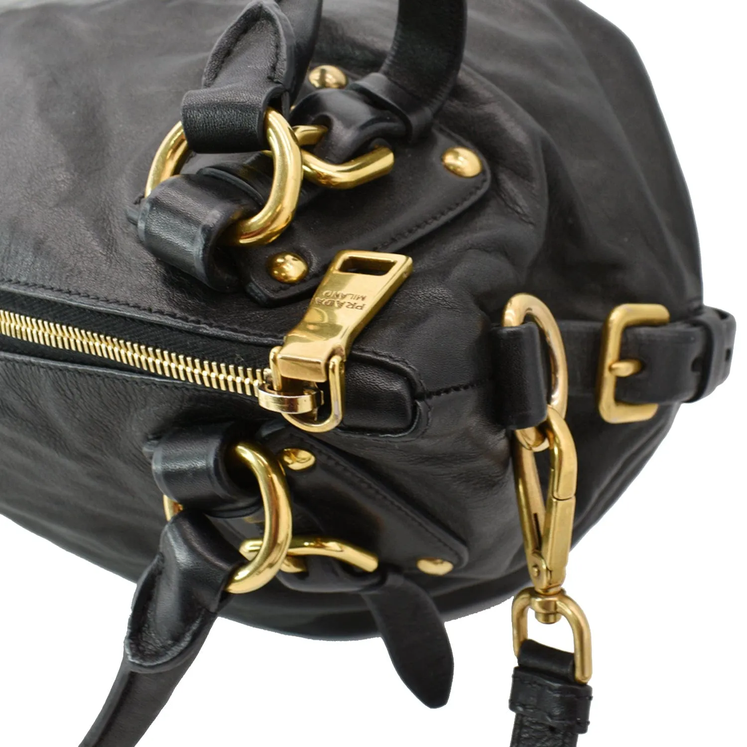 PRADA BR4281 Soft Leather Shoulder Bag Black