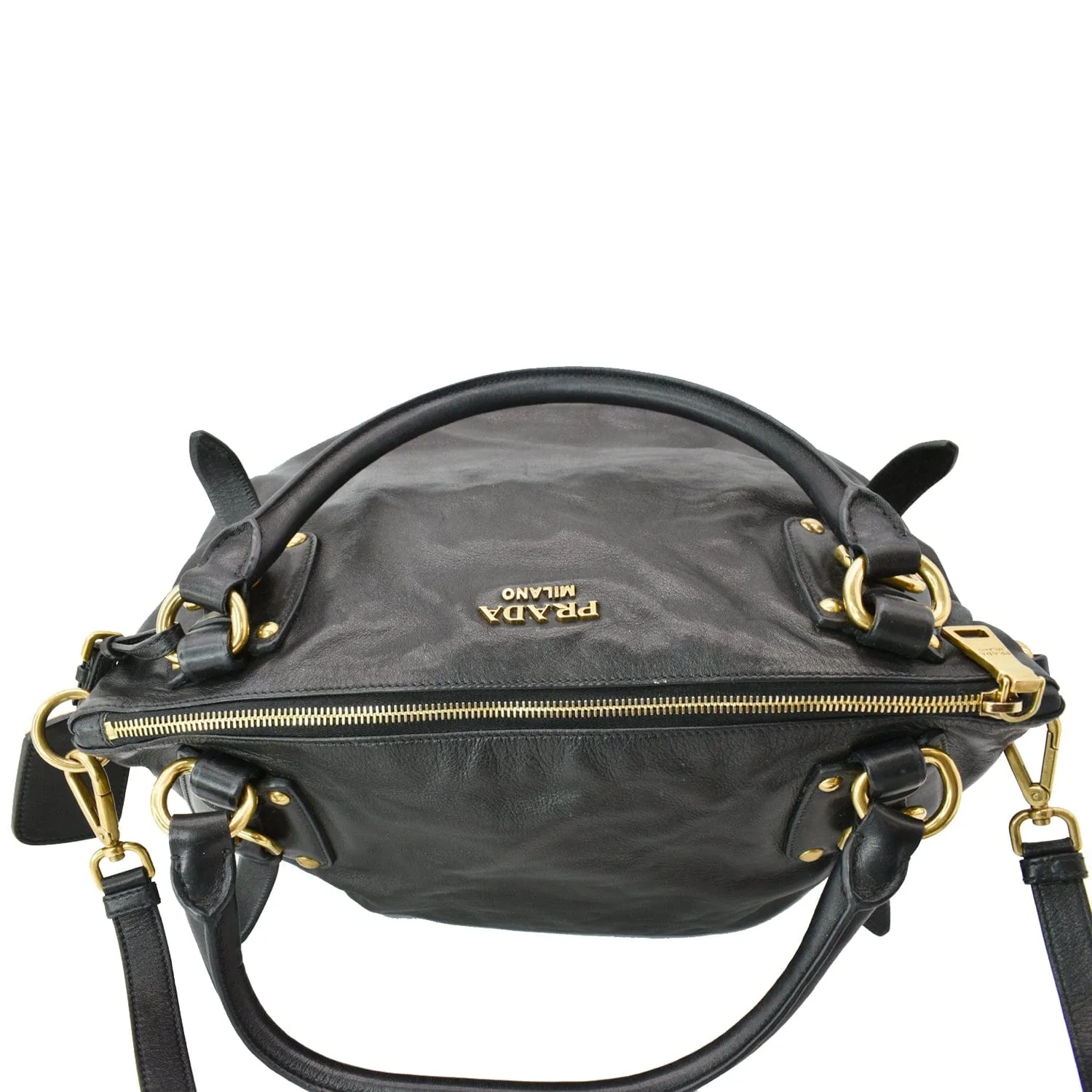 PRADA BR4281 Soft Leather Shoulder Bag Black