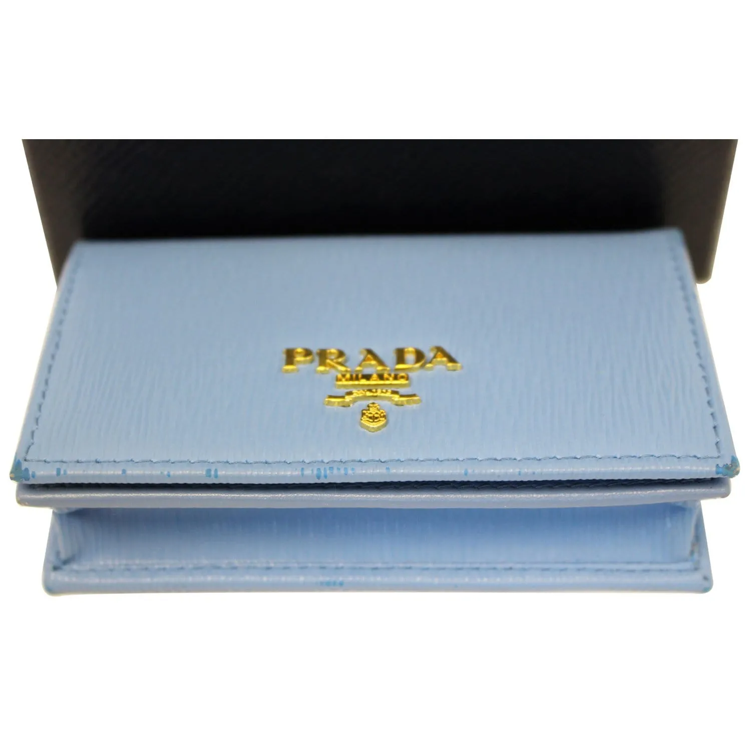 PRADA Saffiano Leather Blue Wallet