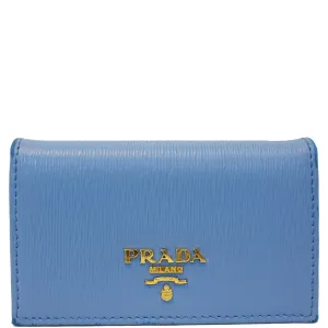 PRADA Saffiano Leather Blue Wallet