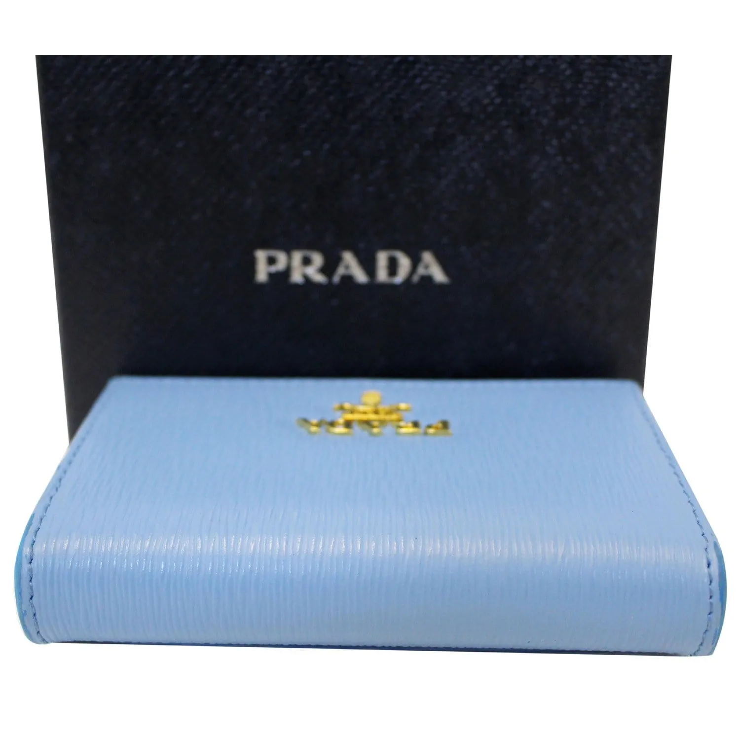 PRADA Saffiano Leather Blue Wallet