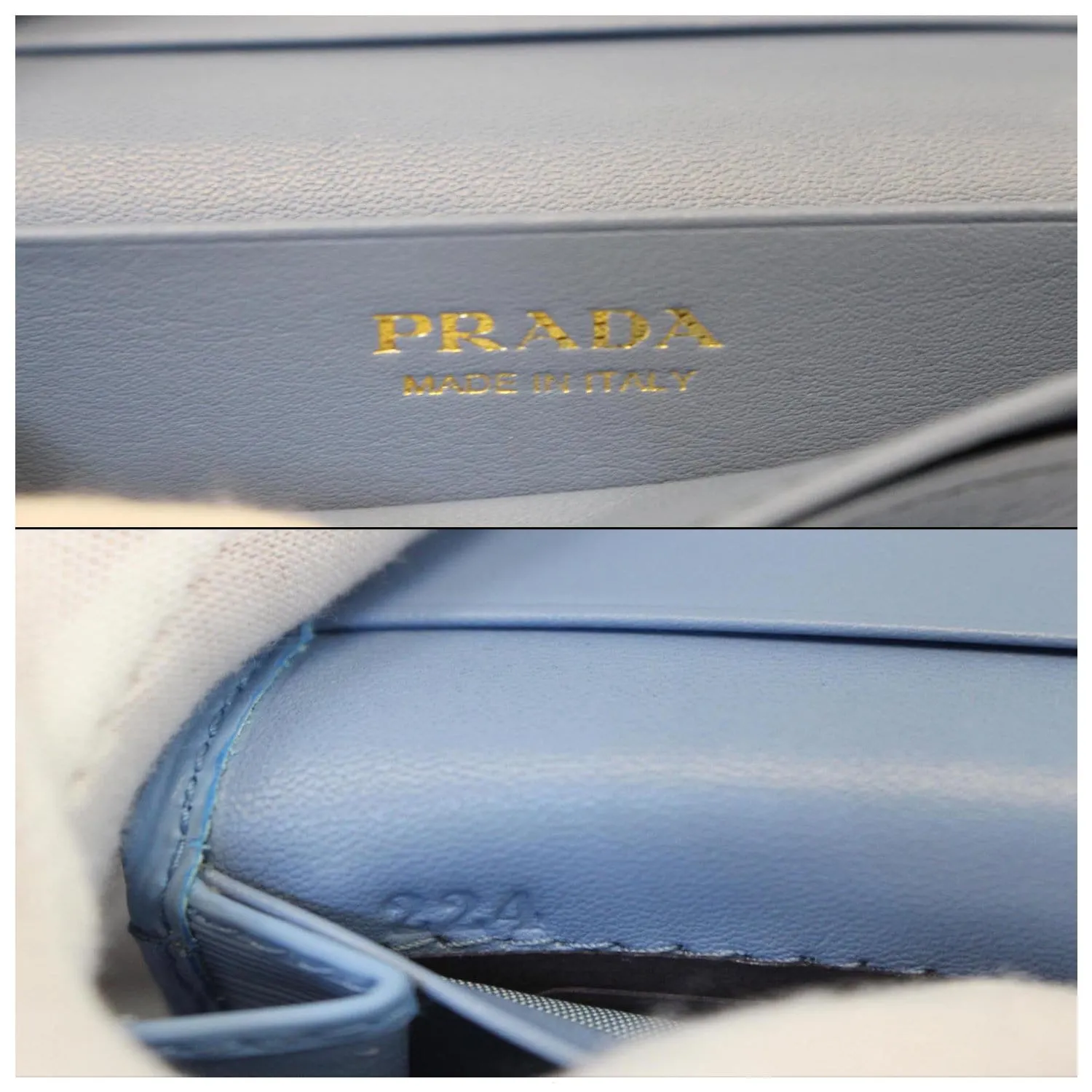 PRADA Saffiano Leather Blue Wallet