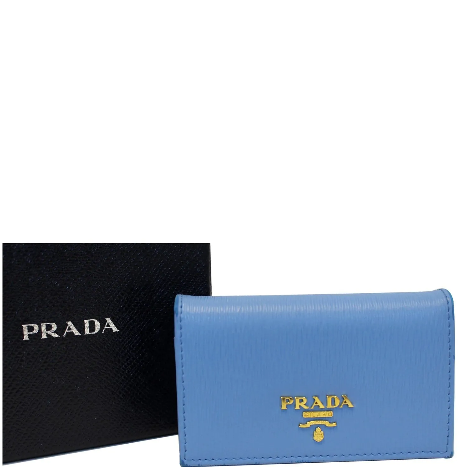 PRADA Saffiano Leather Blue Wallet