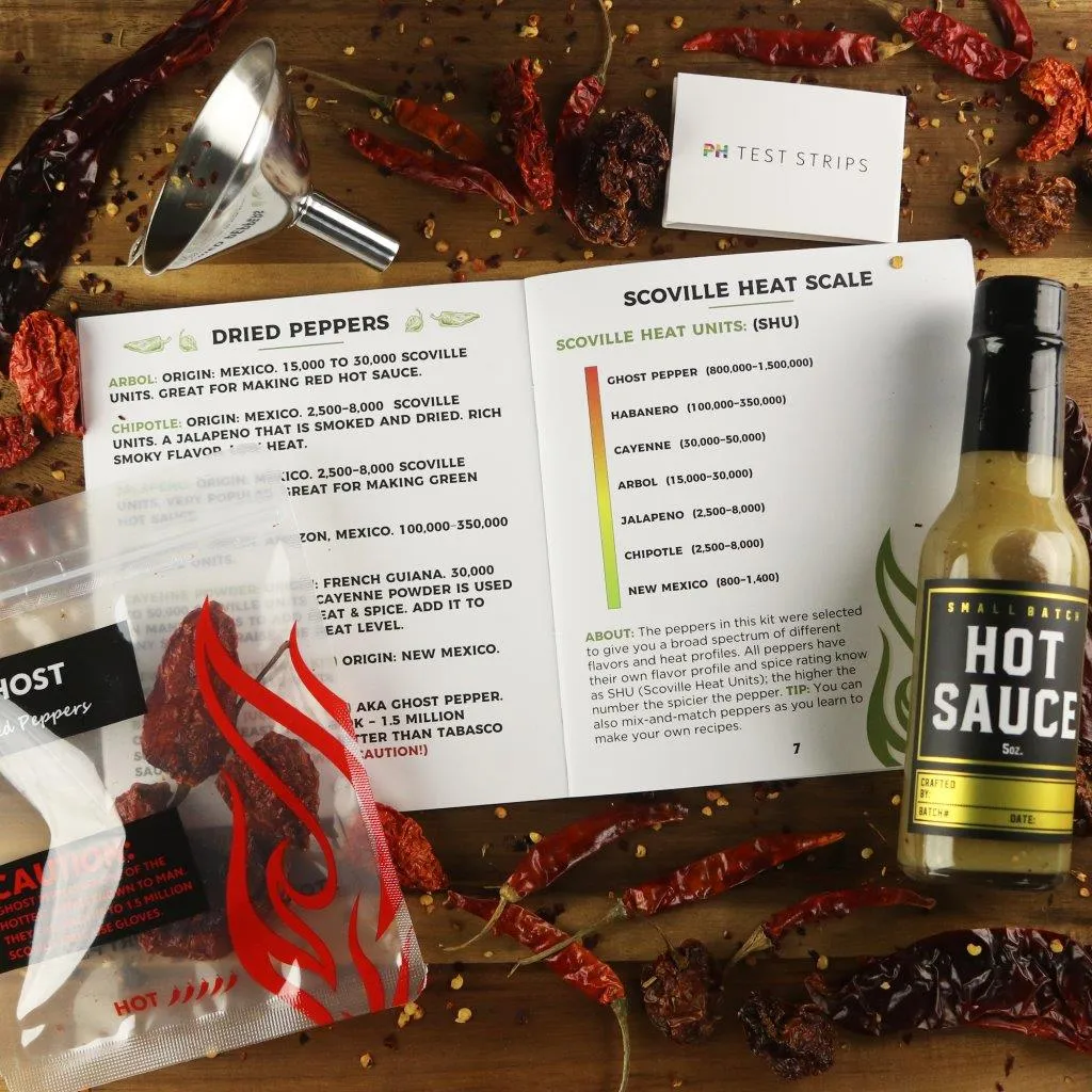 Premium Hot Sauce Kit, 5 Peppers, 4 Bottles, Makes up to 14 Gourmet Bottles (Premium Kit)