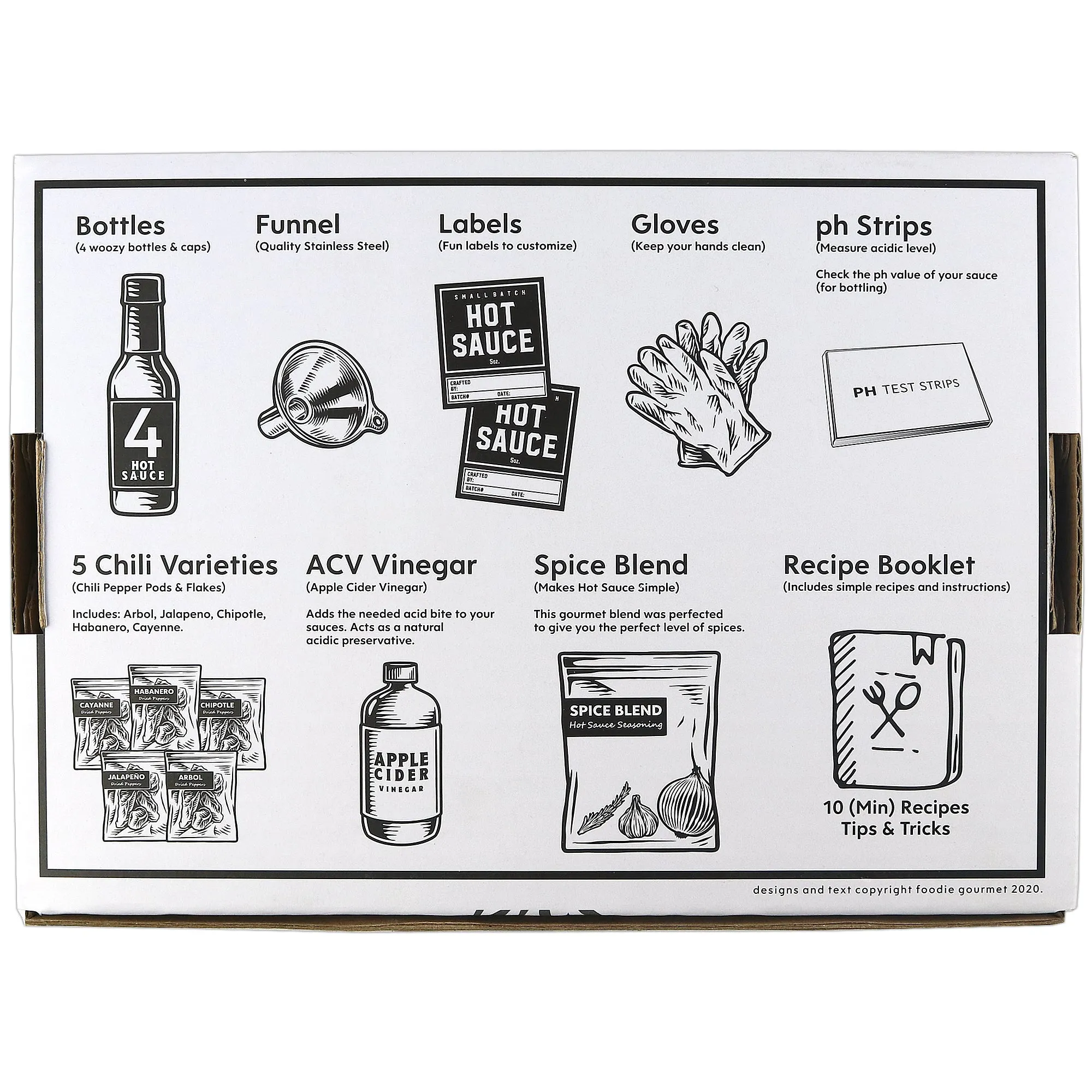 Premium Hot Sauce Kit, 5 Peppers, 4 Bottles, Makes up to 14 Gourmet Bottles (Premium Kit)