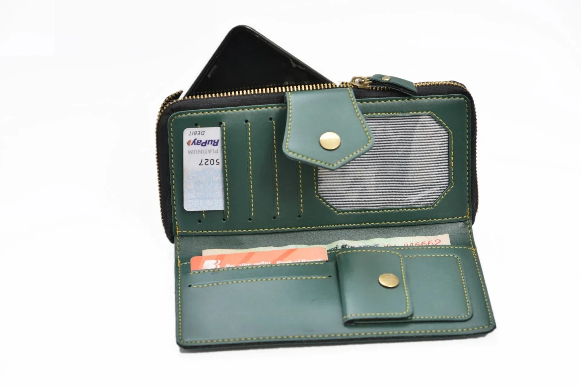 Premium Lady Wallet & Men's Wallet & Personalised Couple Rainbow Classic WaterBottle - Olive Green
