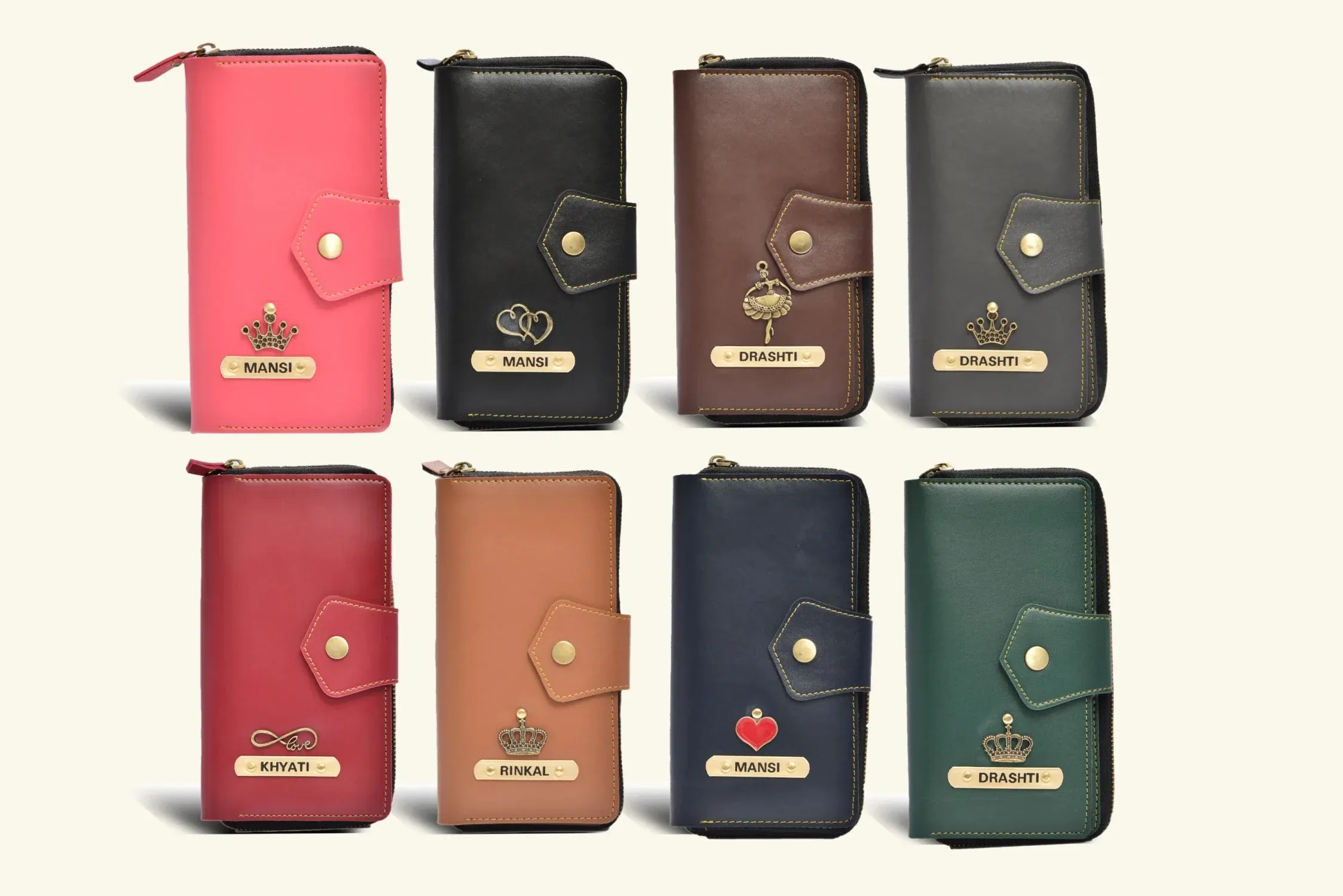 Premium Lady Wallet & Men's Wallet & Personalised Couple Rainbow Classic WaterBottle - Olive Green