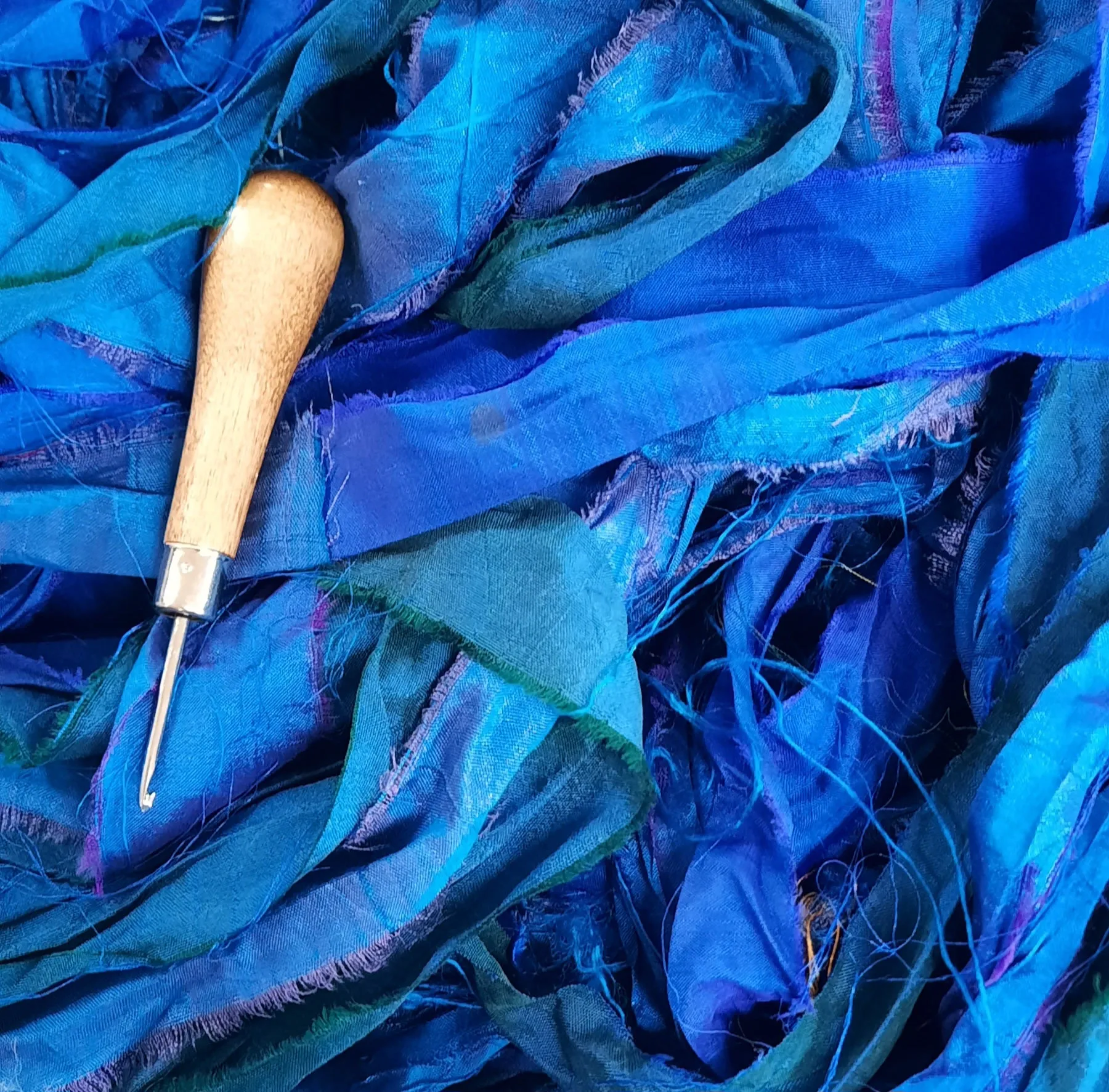 Premium Sari Silk Ribbon "Blue Love"