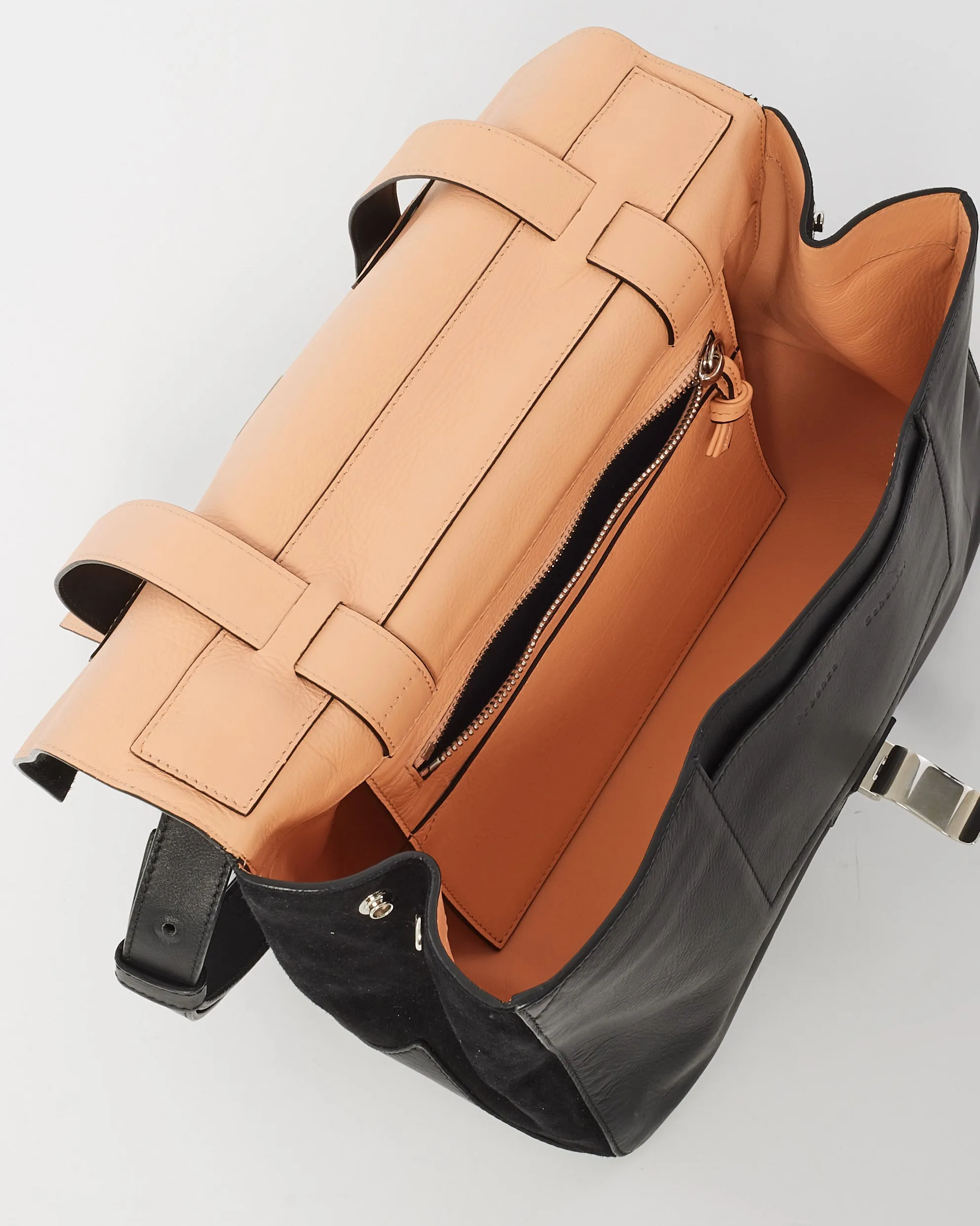 Proenza Schouler Black Leather & Pony Hair PS1 Courier Shoulder Bag