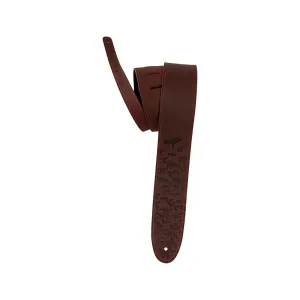 PRS 2.5inch Leather Bird Swarm Guitar Strap, Rust
