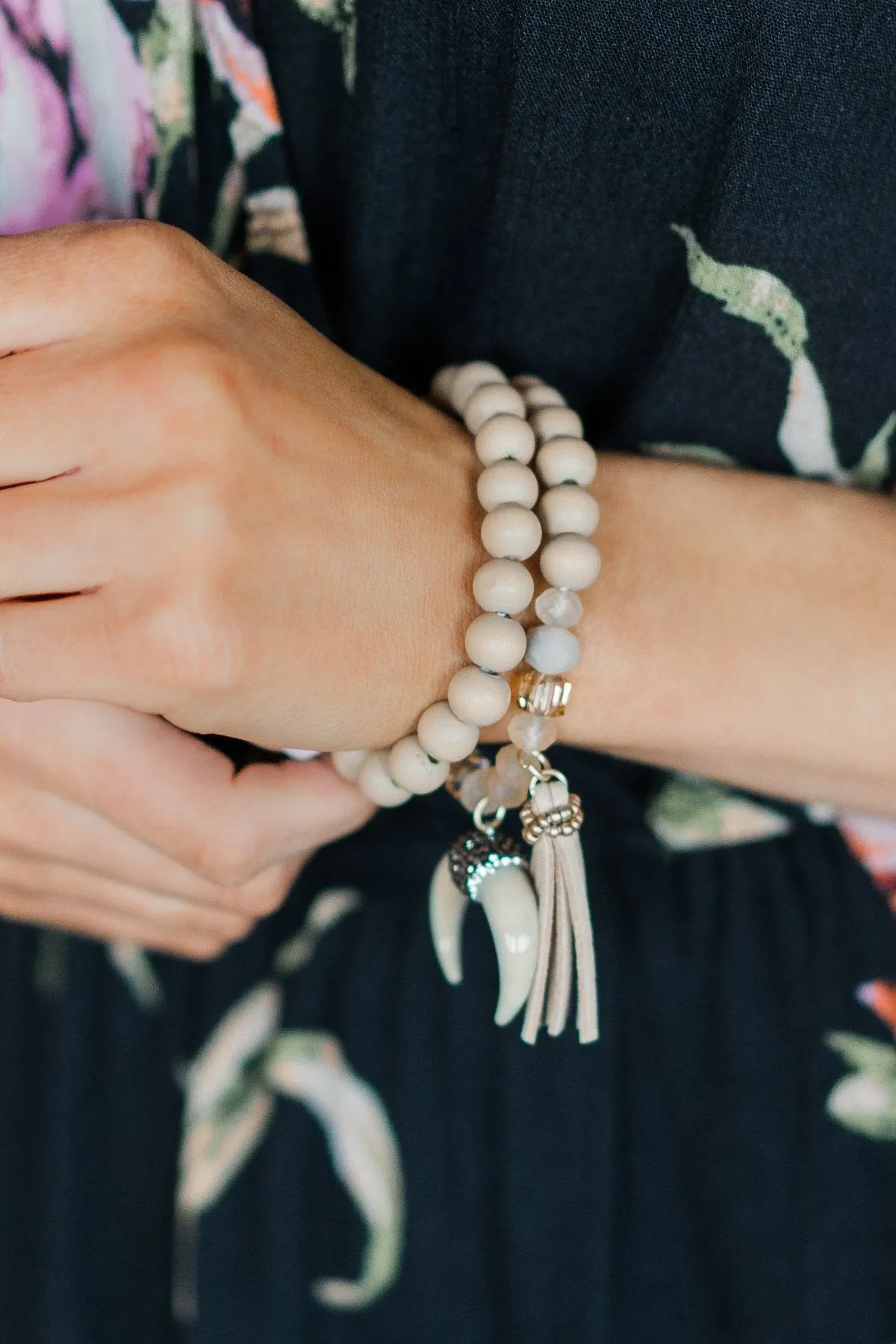 Pulse Perk~ Horn & Tassel Charm Bracelet