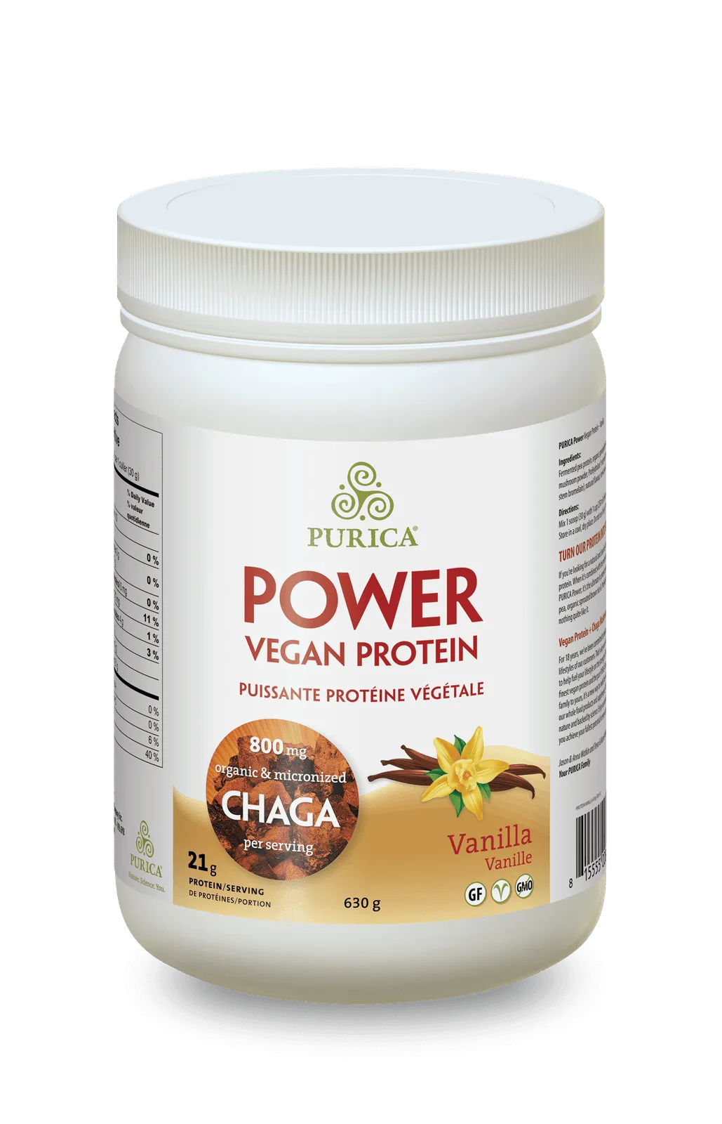Purica Power Vegan Protein with Chaga Mushroom - Vanilla (630 g)