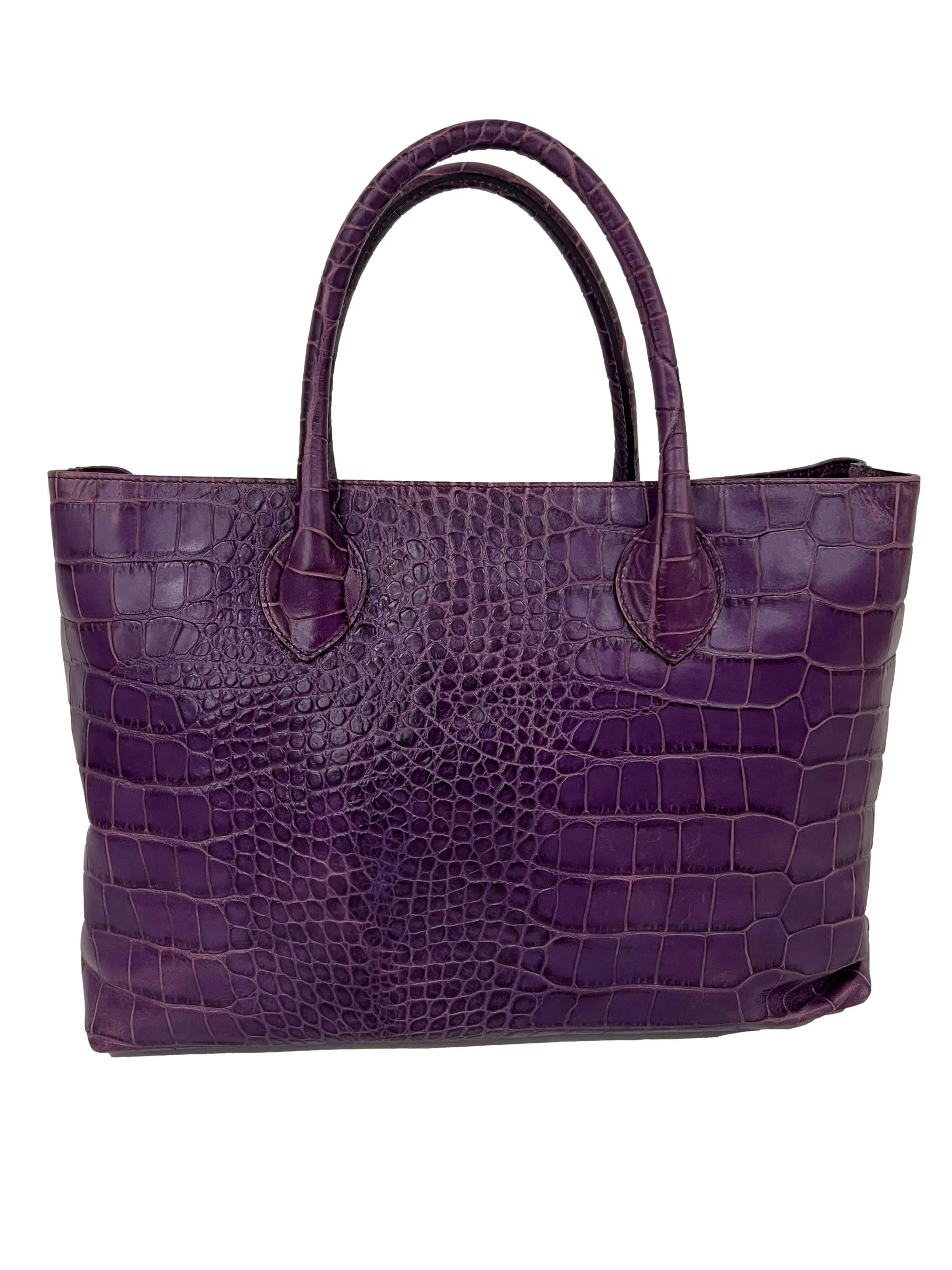 Purple Faux Crocodile Print Bag