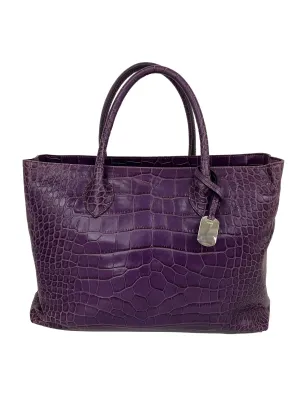 Purple Faux Crocodile Print Bag