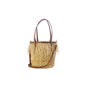 "Feathers" Seashell Soft Baby Bucket with Leather handles