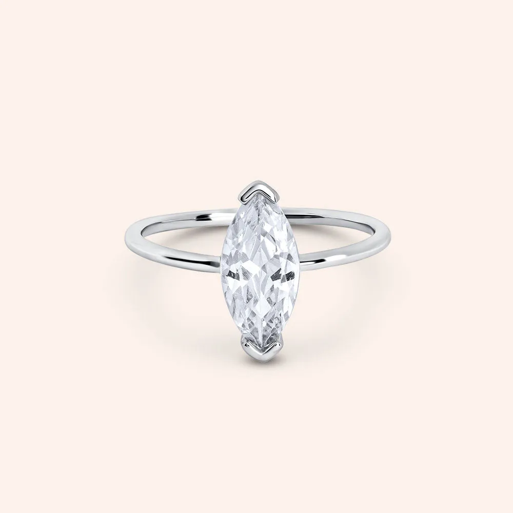 "Only You" 2.8CTW Marquise Cut Solitaire Ring Silver