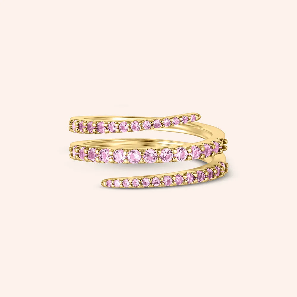 "We Belong" 1.9CTW Pave Round Cut Rose Spiral Ring