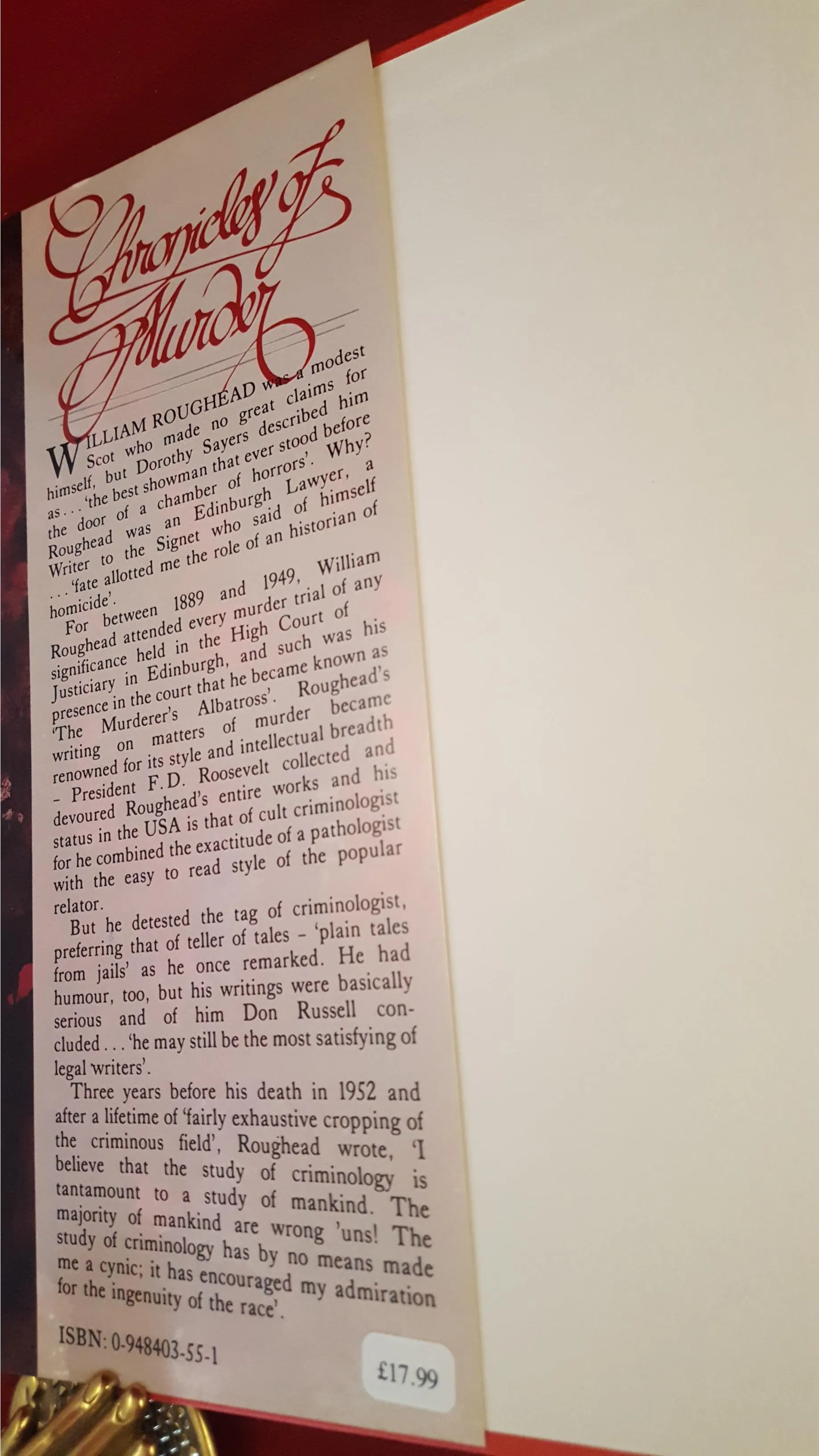 R Whittington-Egan-William Roughead's Chronicles Of Murder, 1991, Signed,1st, Letters