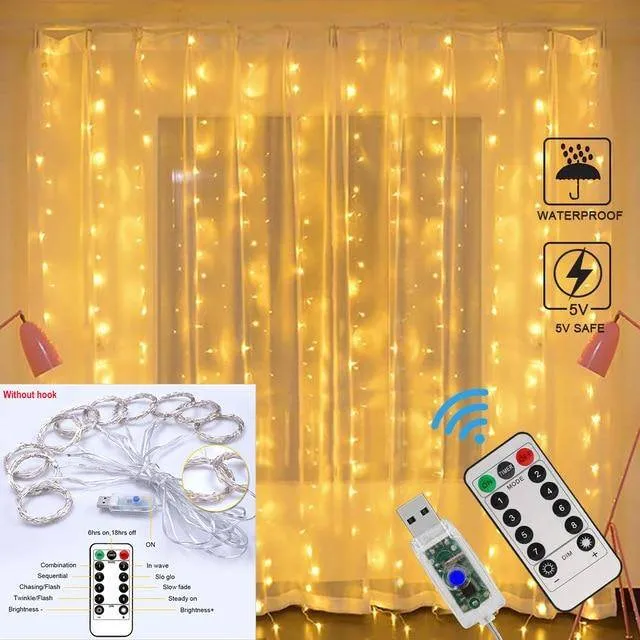 Rainbow LED Curtain String Lights