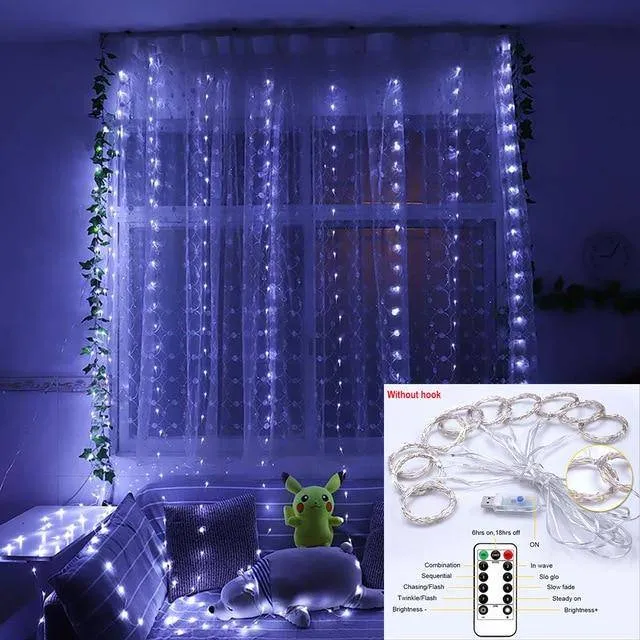 Rainbow LED Curtain String Lights