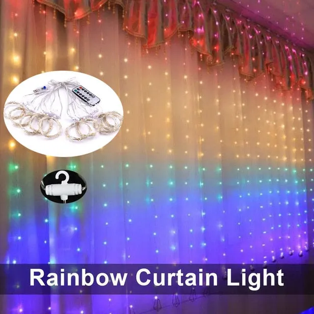 Rainbow LED Curtain String Lights